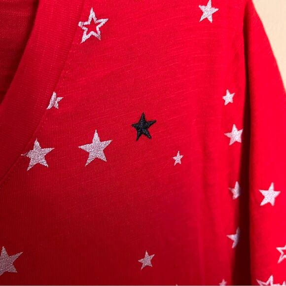 Lane Bryant Cotton Red Embroidered Stars Graphic Tee Shirt Top Size 18/20 - Picture 6 of 9
